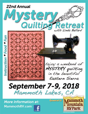 Mammoth Lakes Mystery Quilting Retreat event flyer